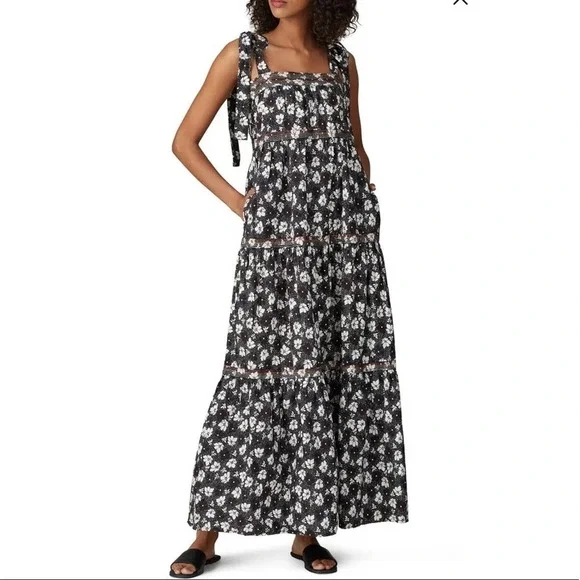 Warm big love rainbow floral square neck boho maxi dress - Picture 1 of 10